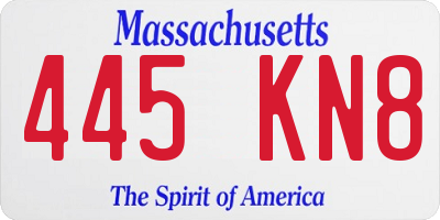 MA license plate 445KN8