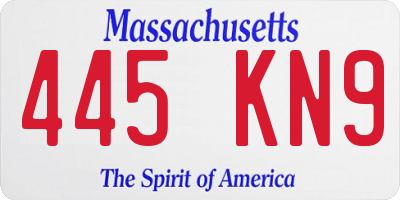 MA license plate 445KN9