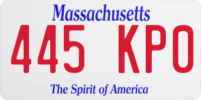 MA license plate 445KP0