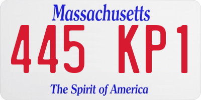MA license plate 445KP1