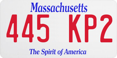 MA license plate 445KP2