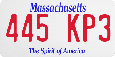 MA license plate 445KP3