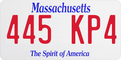 MA license plate 445KP4