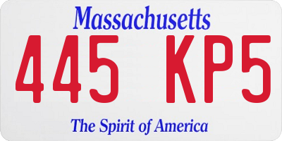 MA license plate 445KP5