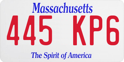MA license plate 445KP6