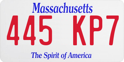 MA license plate 445KP7