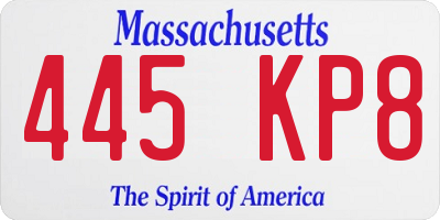 MA license plate 445KP8