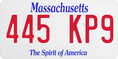 MA license plate 445KP9