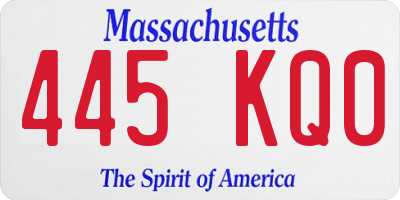 MA license plate 445KQ0