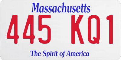 MA license plate 445KQ1
