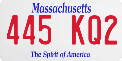 MA license plate 445KQ2