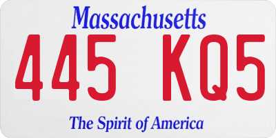 MA license plate 445KQ5