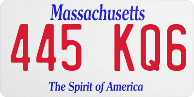 MA license plate 445KQ6