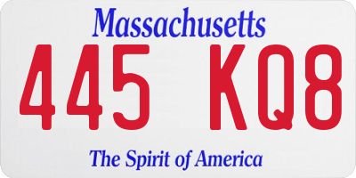MA license plate 445KQ8