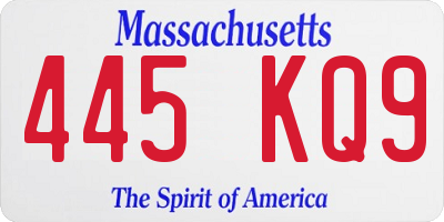 MA license plate 445KQ9