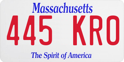 MA license plate 445KR0