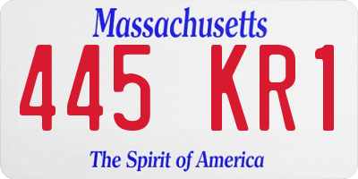 MA license plate 445KR1