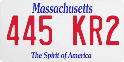 MA license plate 445KR2