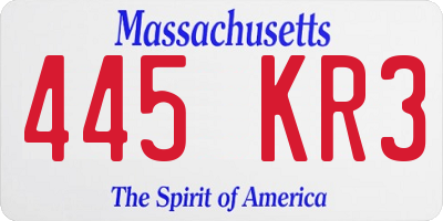MA license plate 445KR3