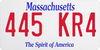 MA license plate 445KR4