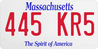 MA license plate 445KR5