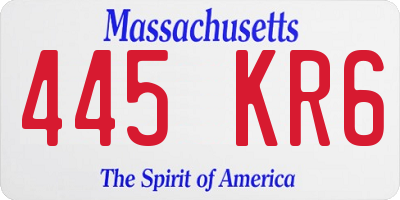 MA license plate 445KR6