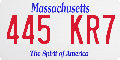 MA license plate 445KR7