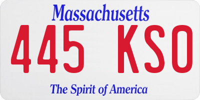 MA license plate 445KS0