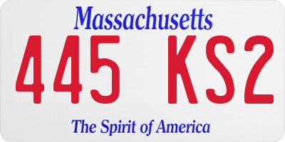 MA license plate 445KS2