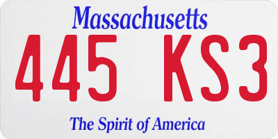 MA license plate 445KS3
