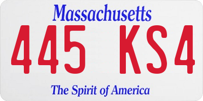 MA license plate 445KS4