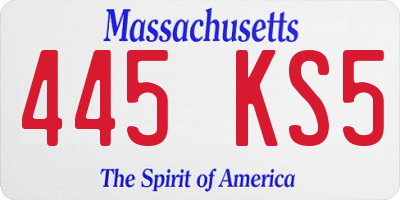 MA license plate 445KS5