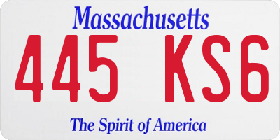 MA license plate 445KS6