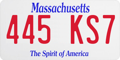 MA license plate 445KS7