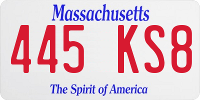 MA license plate 445KS8