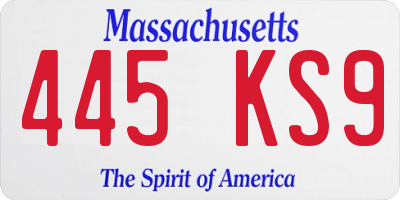 MA license plate 445KS9