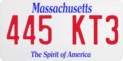 MA license plate 445KT3