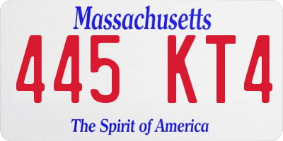 MA license plate 445KT4