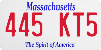MA license plate 445KT5