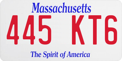 MA license plate 445KT6