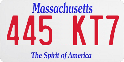 MA license plate 445KT7