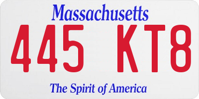 MA license plate 445KT8
