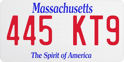 MA license plate 445KT9