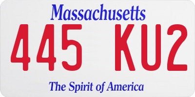 MA license plate 445KU2