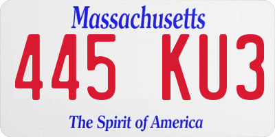 MA license plate 445KU3