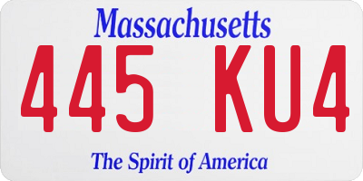 MA license plate 445KU4