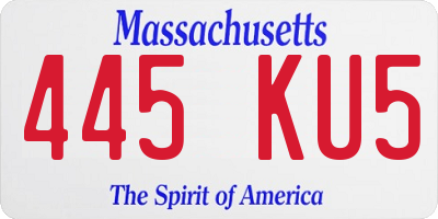 MA license plate 445KU5