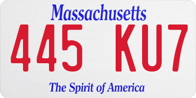 MA license plate 445KU7
