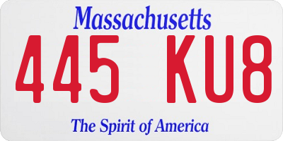 MA license plate 445KU8