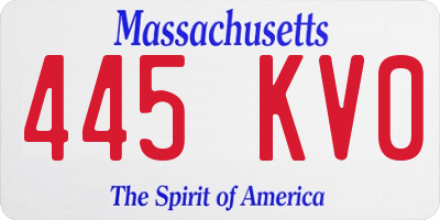MA license plate 445KV0